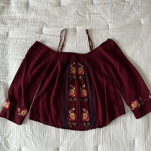 Strappy Off the Shoulder Embroidered Top Size M